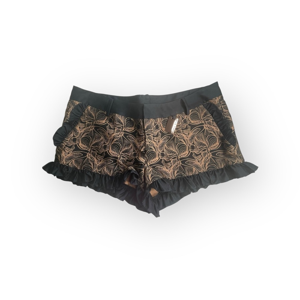 new Thomas Wylde ๐ฃ Luxe Naughty Ruffled Shorts ๐ฃ Black + Rose Gold Print ๐ฃ 4 ๐ฃ - Picture 3 of 16